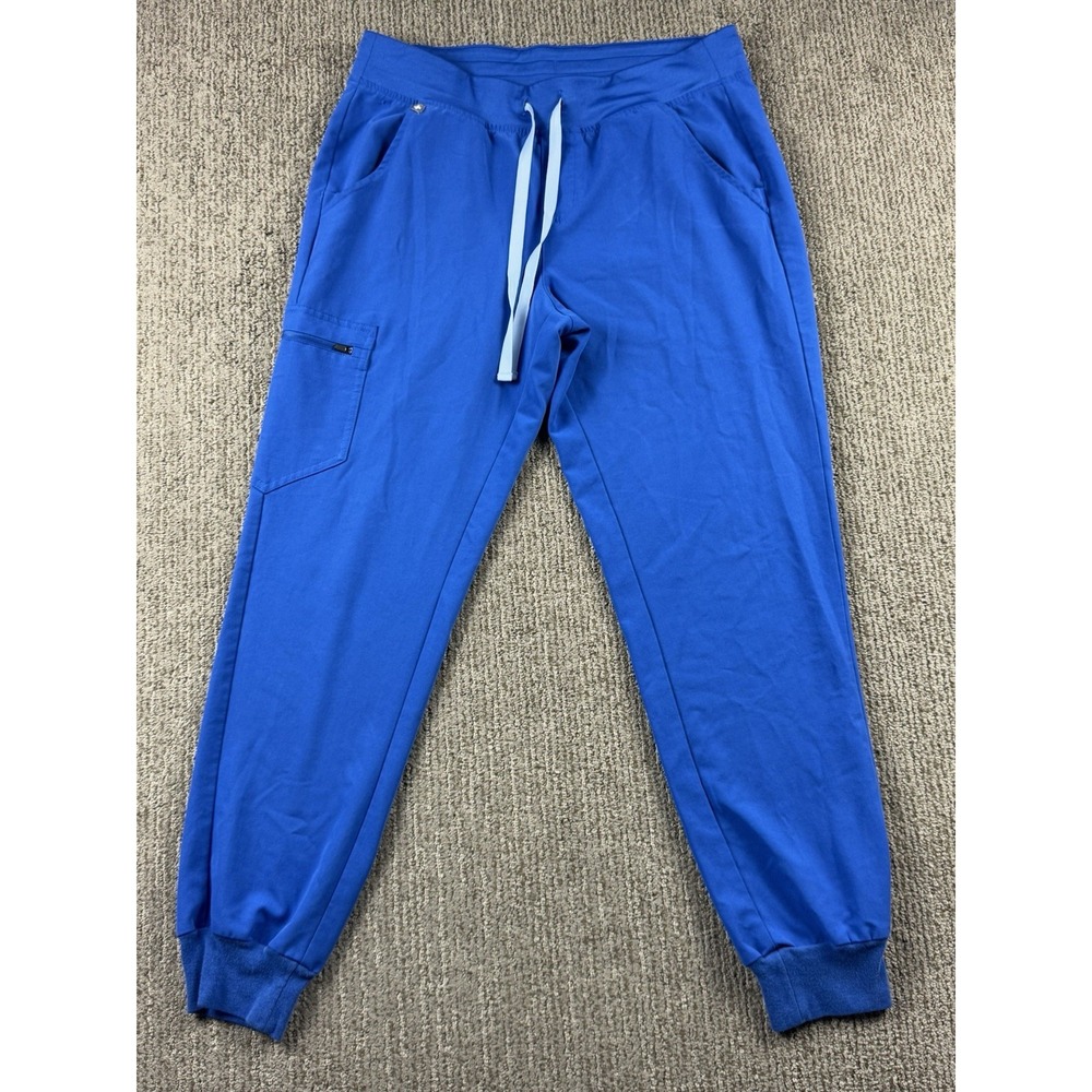 Figs Womens M Zamora Jogger Scrub Pant Zip Cargo Pocket Blue Stretch